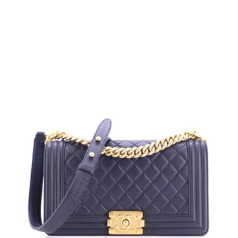 Chanel Boy Flap Bag Quilted Lambskin Old Medium