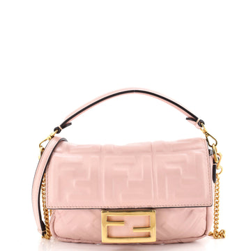 Fendi Baguette NM Bag Zucca Embossed Leather Mini