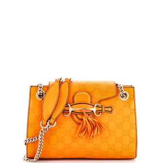 Gucci Emily Chain Flap Shoulder Bag Guccissima Leather Small