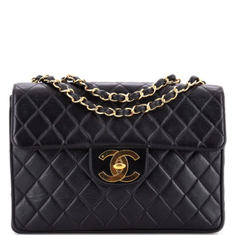 Chanel Vintage Classic Single Flap Bag Quilted Lambskin Jumbo