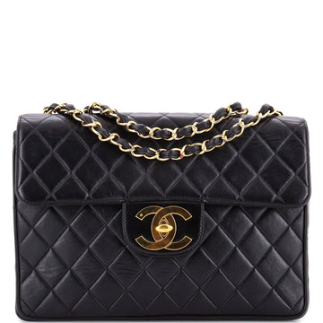 Chanel Vintage Classic Single Flap Bag Quilted Lambskin Jumbo