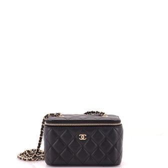 Chanel Classic Vanity Case with Chain Quilted Caviar Small