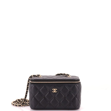 Chanel Classic Vanity Case with Chain Quilted Caviar Small