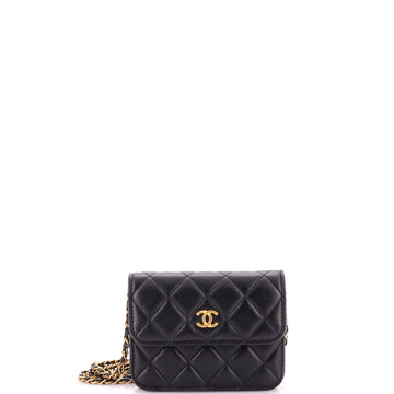 Chanel Pearl Crush Flap Clutch with Chain Quilted Lambskin Mini
