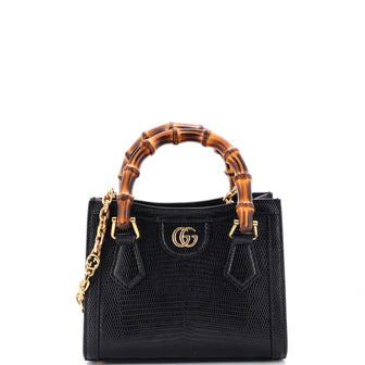 Gucci Diana NM Bamboo Handle Tote Lizard Mini