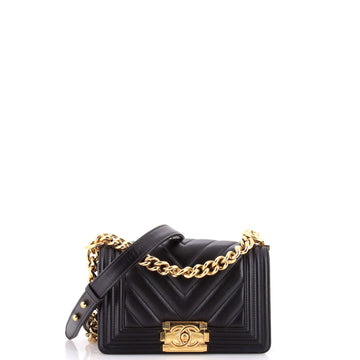 Chanel Boy Flap Bag Chevron Calfskin Small