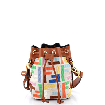 Fendi Mon Tresor Bucket Bag Zucca Embroidered Canvas Mini