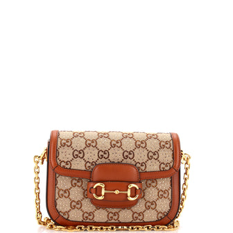 Gucci Horsebit 1955 Shoulder Bag Crystal Embellished GG Canvas Mini
