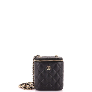 Chanel Vertical Classic Vanity Case with Chain Quilted Caviar Mini