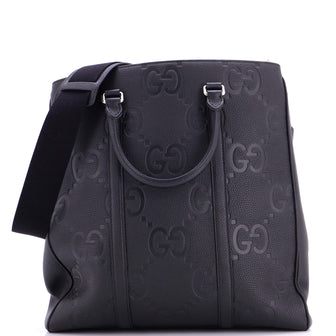 Gucci Vertical Structured Top Handle Open Tote Jumbo GG Embossed Leather Medium