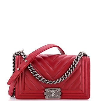 Chanel Boy Flap Bag Chevron Calfskin Old Medium