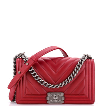 Chanel Boy Flap Bag Chevron Calfskin Old Medium