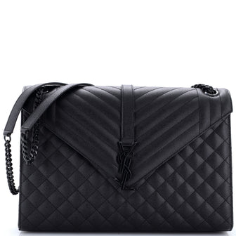 Saint Laurent Classic Monogram Envelope Satchel Mixed Matelasse Leather Large