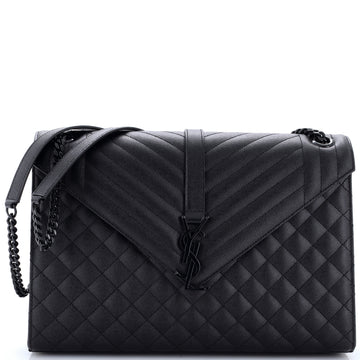 Saint Laurent Classic Monogram Envelope Satchel Mixed Matelasse Leather Large