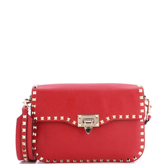 Valentino Garavani Rockstud Flip Lock Flap Bag Leather Medium