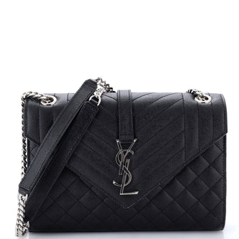 Saint Laurent Classic Monogram Envelope Satchel Mixed Matelasse Leather Medium