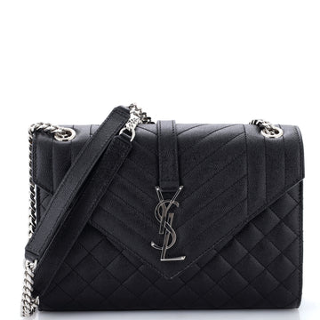Saint Laurent Classic Monogram Envelope Satchel Mixed Matelasse Leather Medium