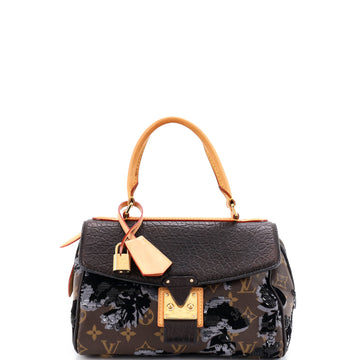 Louis Vuitton Carrousel Handbag Fleur De Jais Monogram Canvas