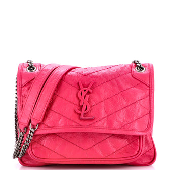 Saint Laurent Niki Chain Flap Bag Matelasse Chevron Leather Baby