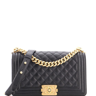 Chanel Boy Flap Bag Quilted Caviar Old Medium