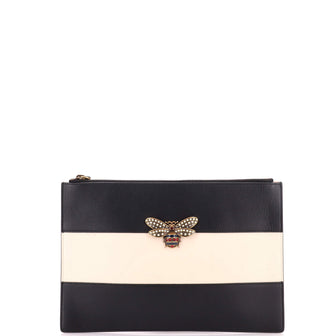 Gucci Queen Margaret Bee Zip Pouch Colorblock Leather