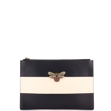 Gucci Queen Margaret Bee Zip Pouch Colorblock Leather