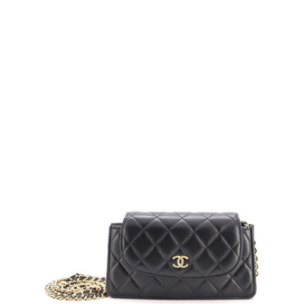 Chanel CC Accordion Round Flap Phone Holder Quilted Lambskin