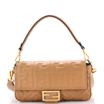 Fendi Baguette NM Bag Zucca Embossed Leather Medium