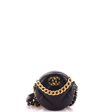 Chanel 19 Round Clutch with Chain Quilted Leather