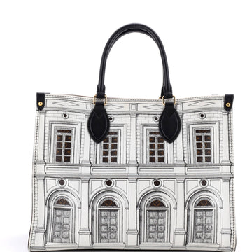 Louis Vuitton OnTheGo Tote Limited Edition Fornasetti Architettura Print Leather and Monogram Canvas MM