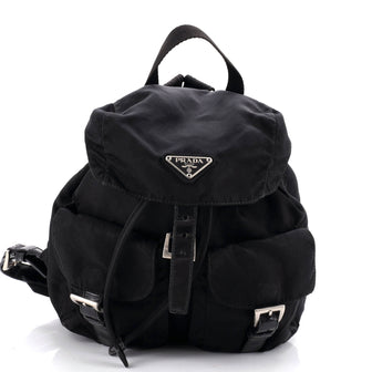 Prada Double Front Pocket Backpack Tessuto Small