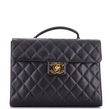Chanel Vintage CC Briefcase Quilted Caviar Large