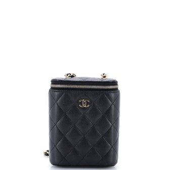 Chanel Vertical Classic Vanity Case with Chain Quilted Caviar Small