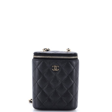 Chanel Vertical Classic Vanity Case with Chain Quilted Caviar Small