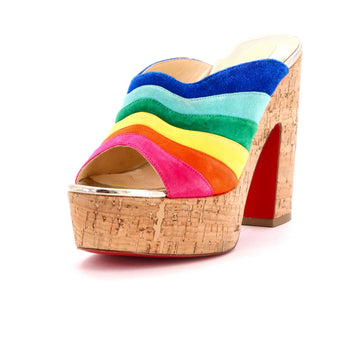 Christian Louboutin Women's O Sister Platform Mules Suede and Cork