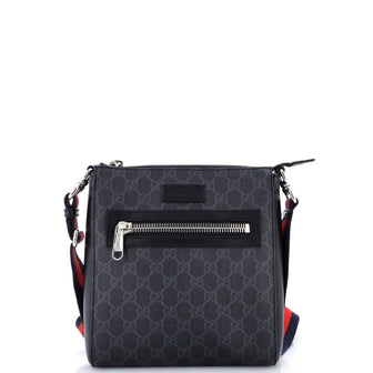 Gucci Web Strap Front Zip Messenger Bag GG Coated Canvas Small