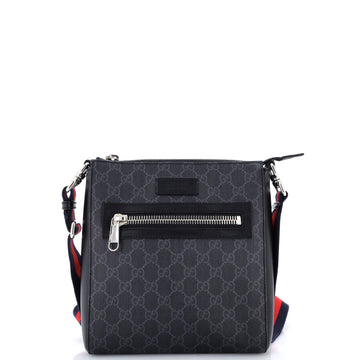 Gucci Web Strap Front Zip Messenger Bag GG Coated Canvas Small