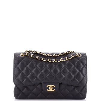 Chanel Classic Double Flap Bag Quilted Caviar Jumbo