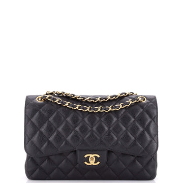 Chanel Classic Double Flap Bag Quilted Caviar Jumbo