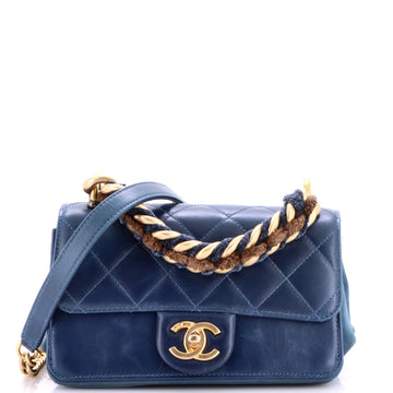 Chanel Paris-Cosmopolite Straight Lined Flap Bag Quilted Aged Calfskin Mini