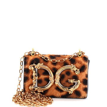 Dolce & Gabbana DG Girls Flap Bag Printed Calf Hair Micro