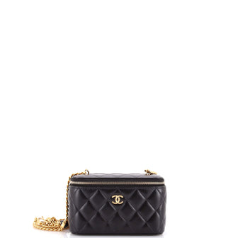 Chanel Classic Vanity Case with Resin Pearl Chain Quilted Lambskin Small