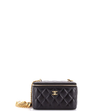 Chanel Classic Vanity Case with Resin Pearl Chain Quilted Lambskin Small