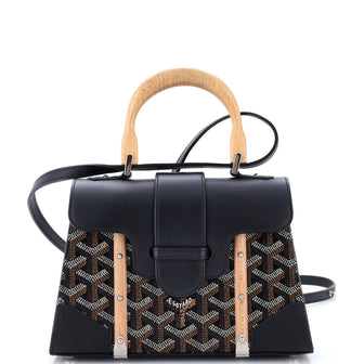 Goyard Structured Saigon Top Handle Bag Coated Canvas with Leather Mini