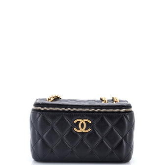 Chanel All Slide Long Vanity Case with Chain Quilted Lambskin Small
