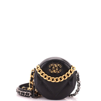 Chanel 19 Round Clutch with Chain Quilted Leather