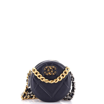 Chanel 19 Round Clutch with Chain Quilted Leather