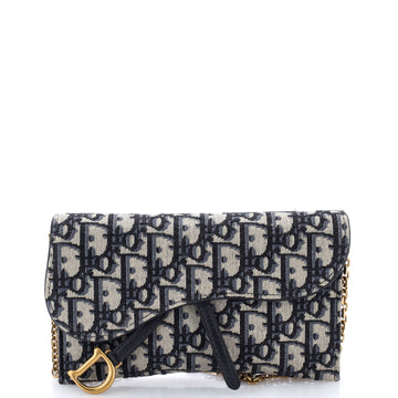 Christian Dior Saddle Chain Wallet Oblique Canvas