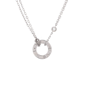 Cartier 2 Diamonds Love Pendant Necklace 18K White Gold with Diamonds