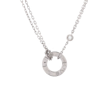 Cartier 2 Diamonds Love Pendant Necklace 18K White Gold with Diamonds